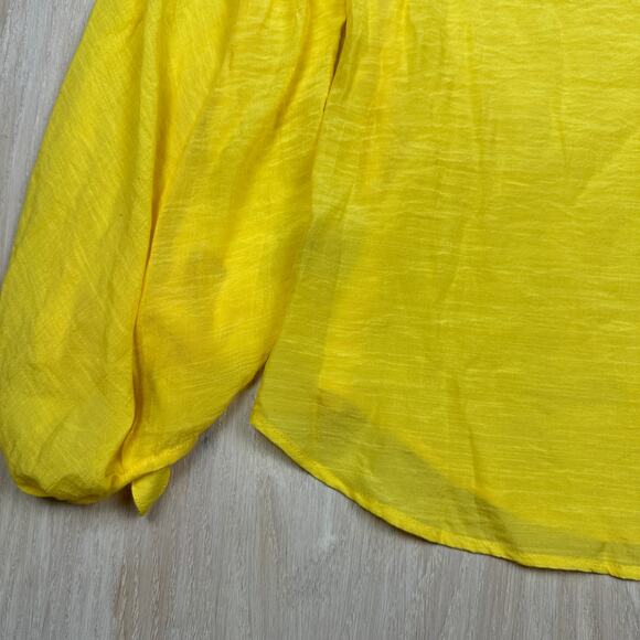 Anthropologie Maeve Verona Yellow Tie Sleeve V-Neck Boho Hippie Blouse Small - Picture 11 of 13